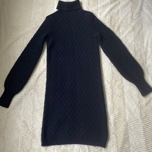 KAROO Mark Eisen Turtle Neck Sweater Dress Lambswool Blend Dark Blue Siz…